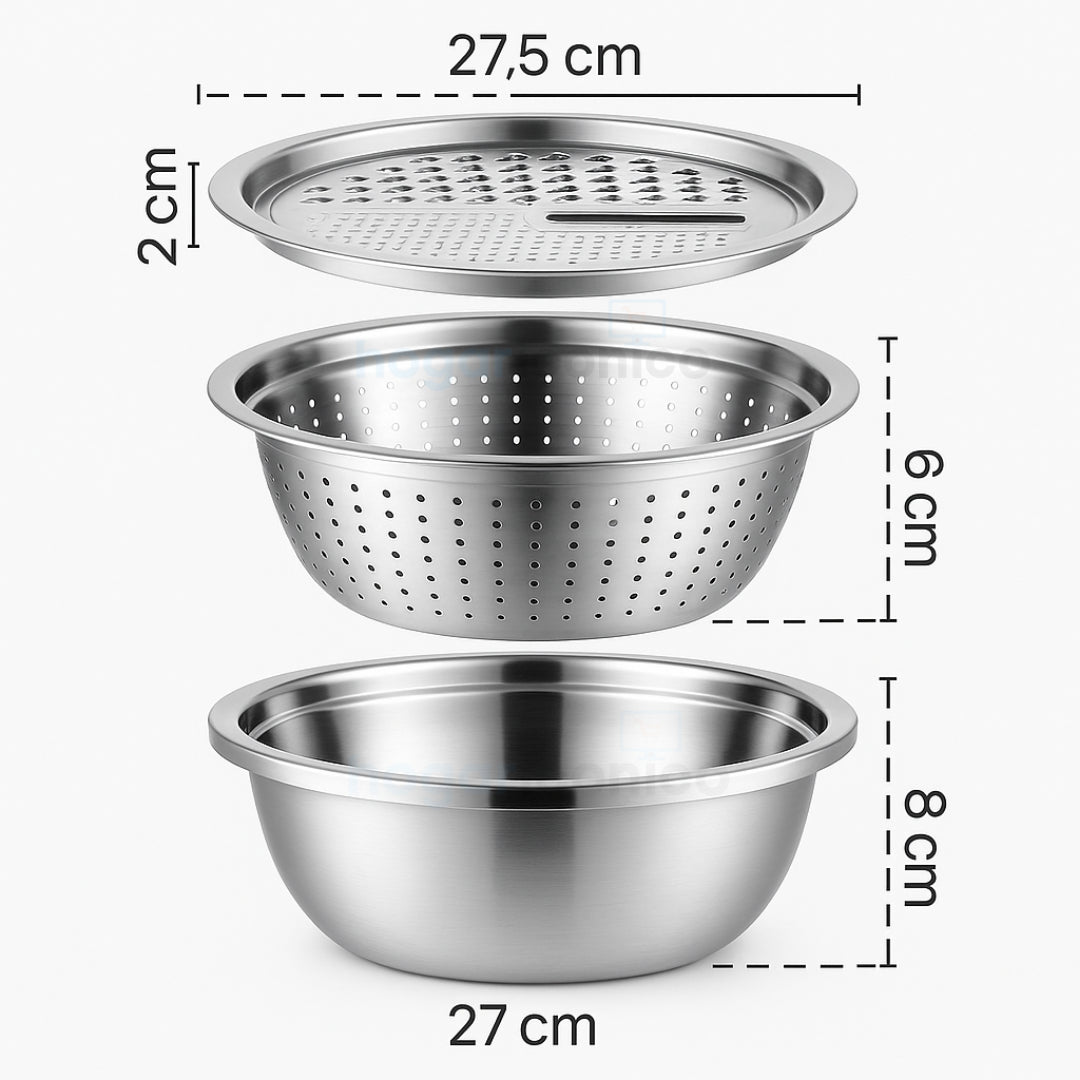Set 3 en 1 Bowl con colador y rallador