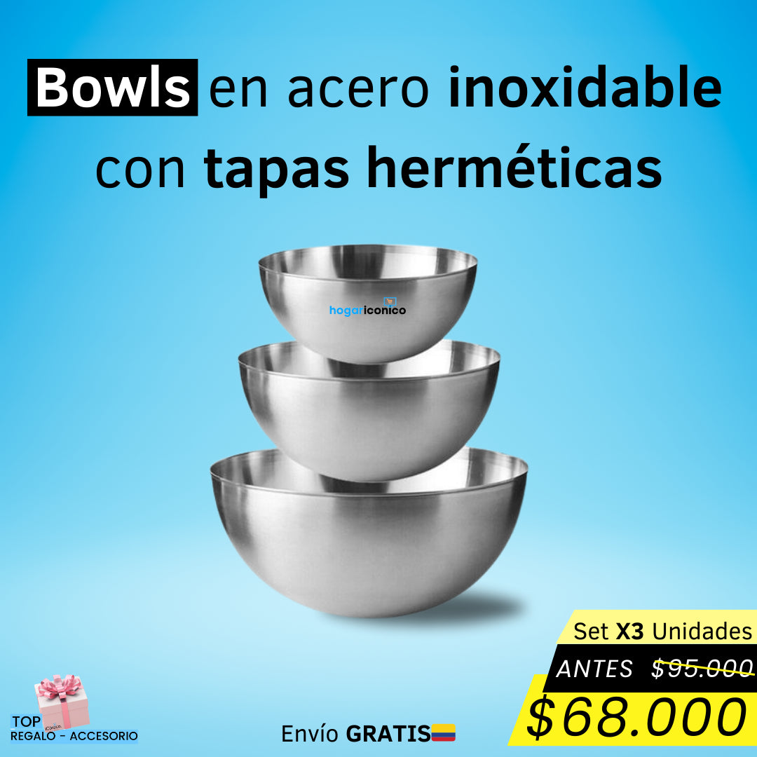Set x3 Bowls Acero inoxidable