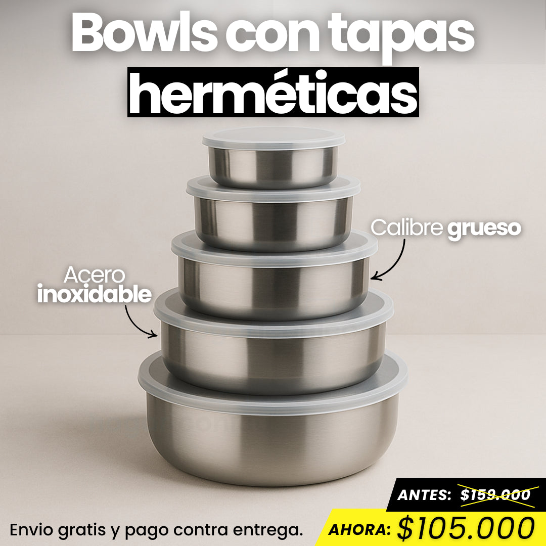 Set X5 Bowls con tapas herméticas