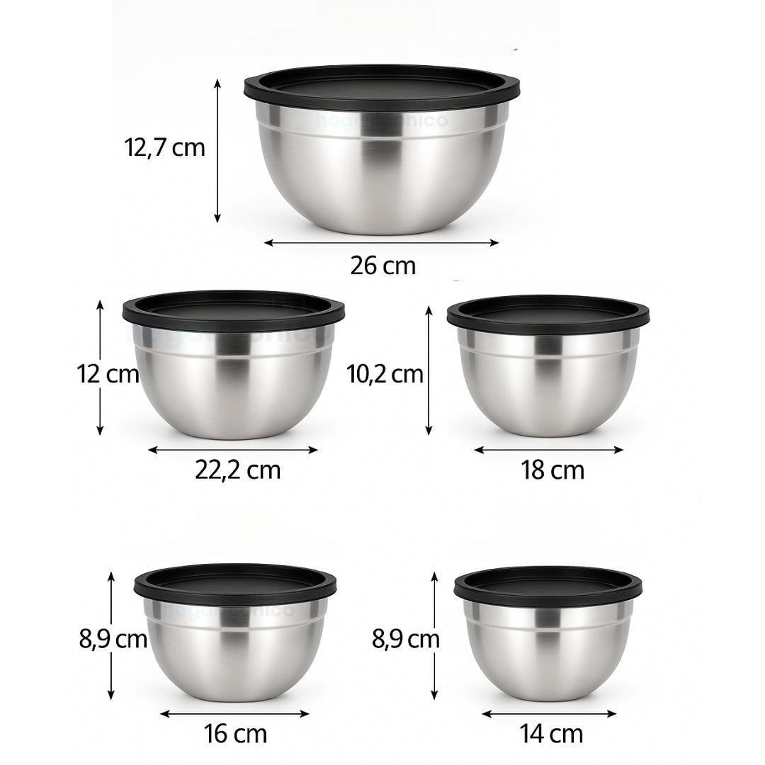 Set x5 Bowls con tapas herméticas