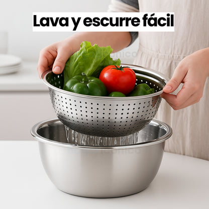 Set 3 en 1 Bowl con colador y rallador