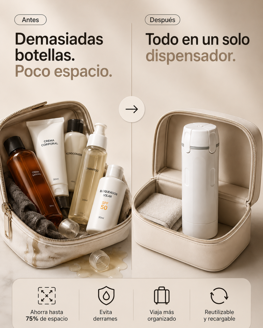 Dispensador viajero 4 en 1🧴