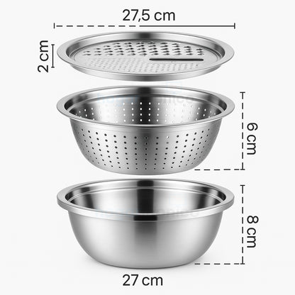 Set 3 en 1 Bowl con colador y rallador