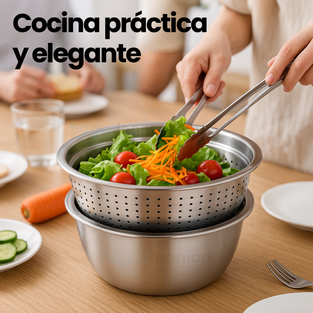 Set 3 en 1 Bowl con colador y rallador