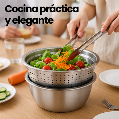 Set 3 en 1 Bowl con colador y rallador