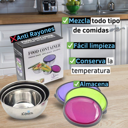 Set x3 Bowls Acero inoxidable