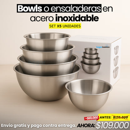 Set x5 Bowls en acero inoxidable
