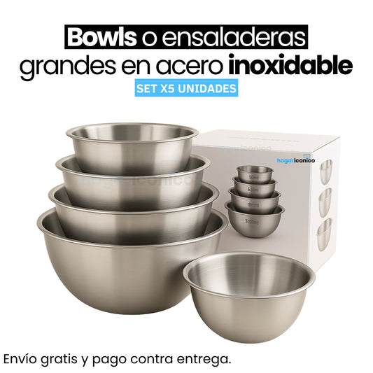 Set x5 Bowls en acero inoxidable