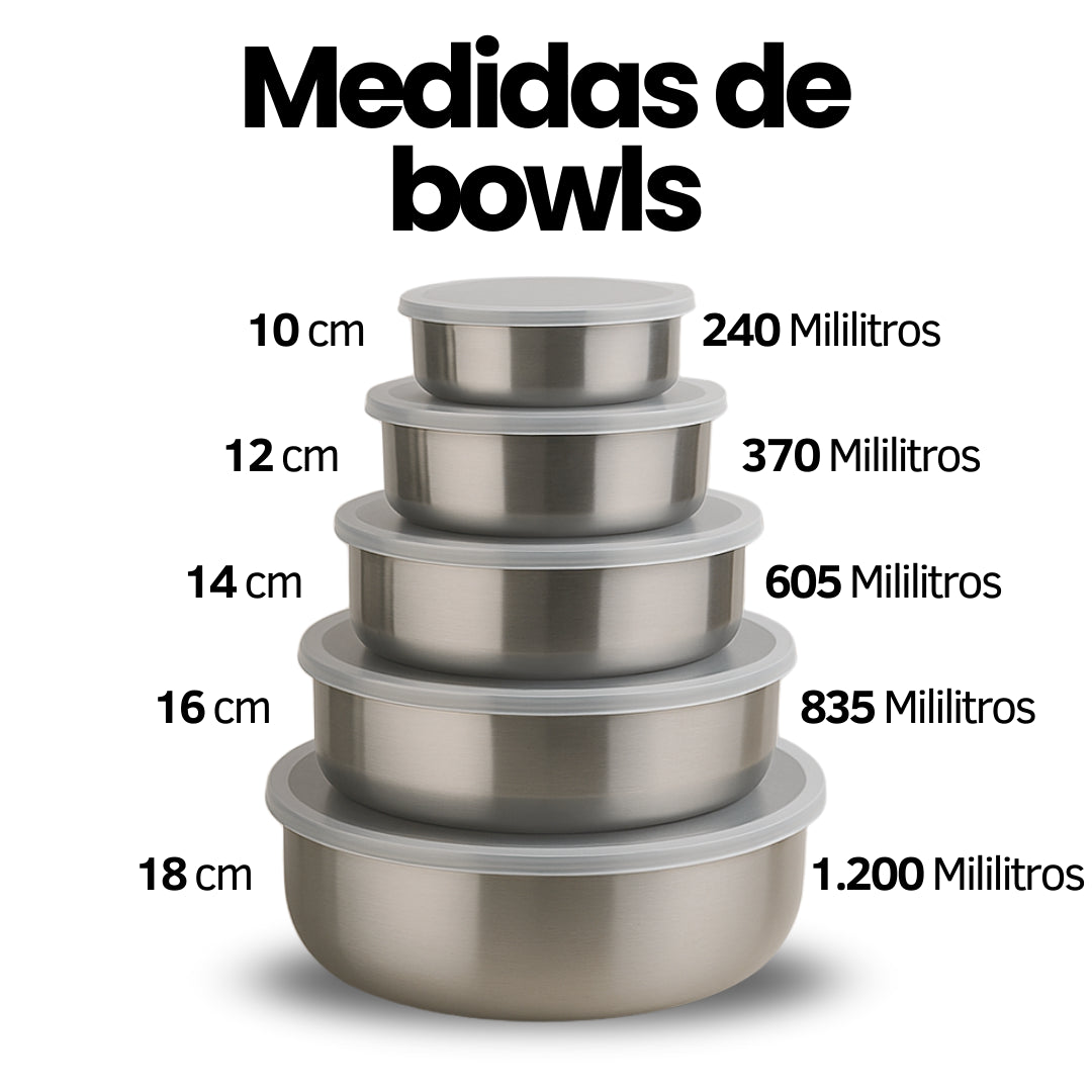 Set X5 Bowls con tapas herméticas