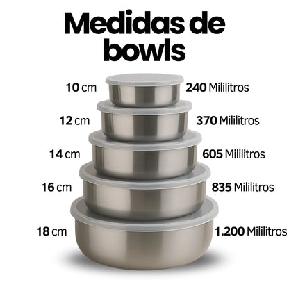 Set X5 Bowls con tapas herméticas