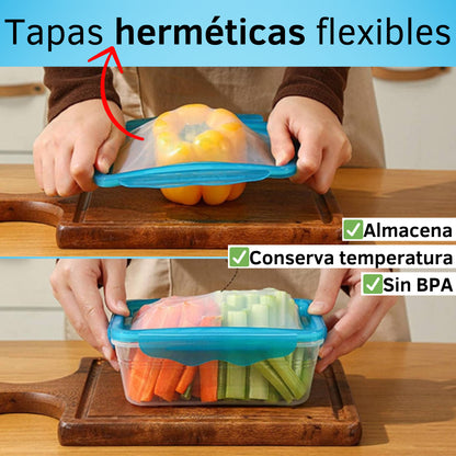 Set x6 Contenedores Tapas Herméticas Flexibles