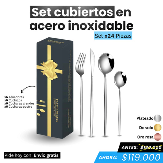 Set x24 Cubiertos en acero inoxidable