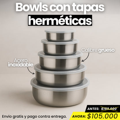 Set X5 Bowls con tapas herméticas
